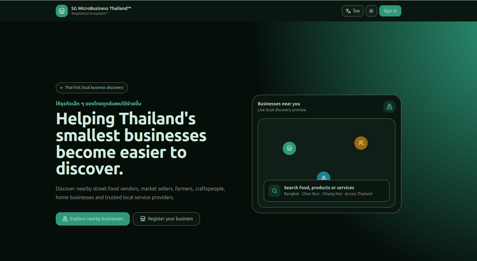 SG MicroBusiness Thailand local business discovery platform